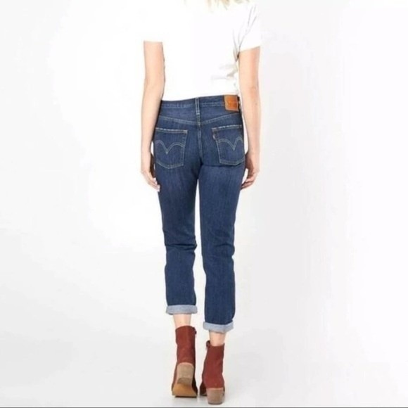 Women's 501 T Distressed Tapered Jeans Button Fly High Waist Mom Jeans 29 - Picture 1 of 12